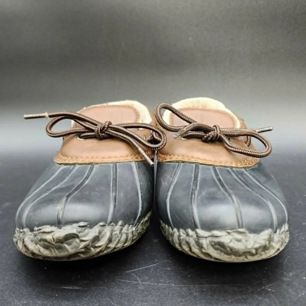 JBU‎ Gwen Women Black Brown 8.5M Duck Shoes Slip On Faux Fur Lined Weather Ready